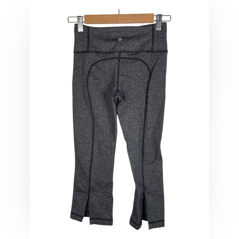 lululemon athletica Dark Gray Cropped Leggings with Ankle Slits
